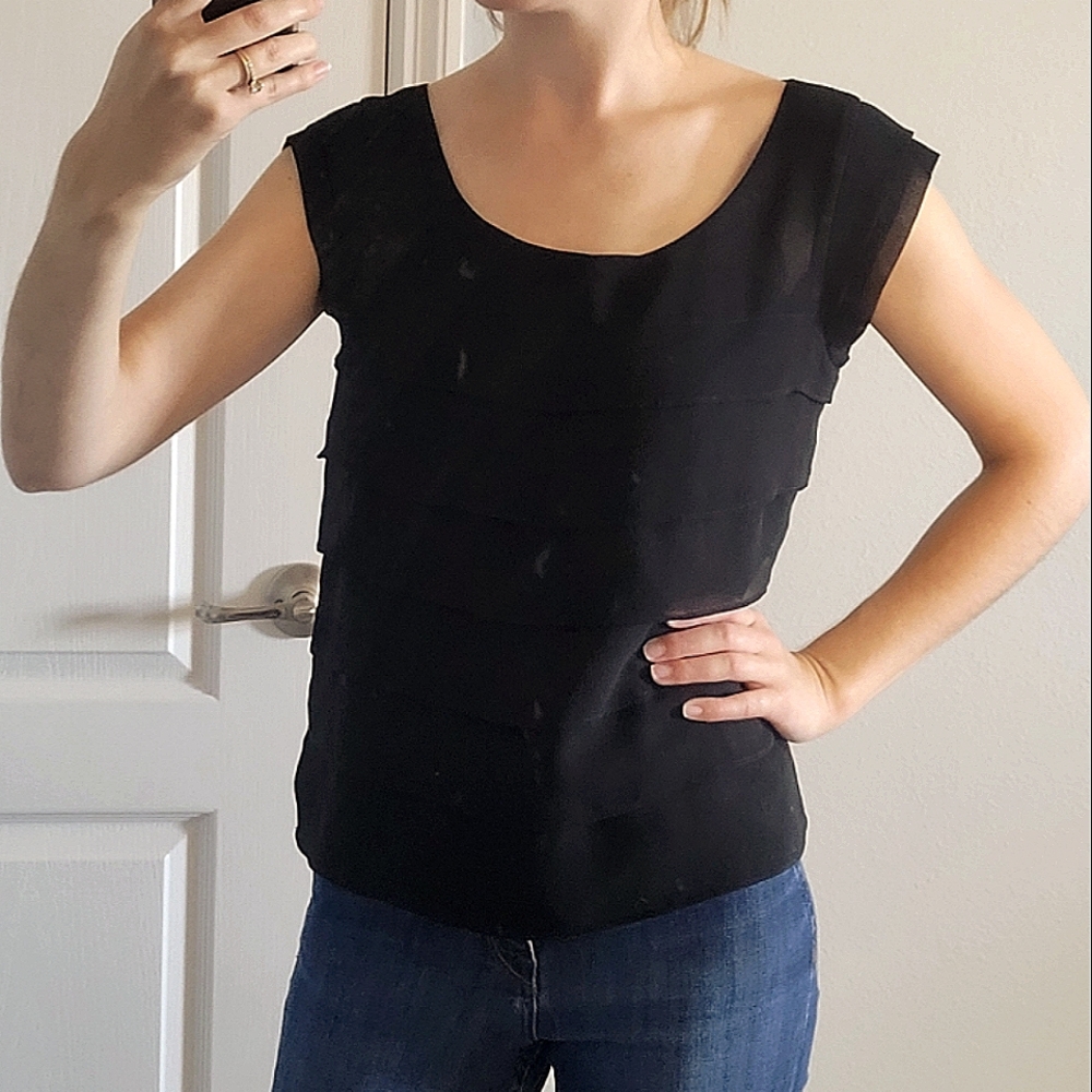 AMERICAN EAGLE sheer, black layered top, S